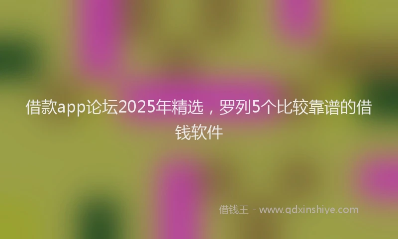 借款app论坛2025年精选，罗列5个比较靠谱的借钱软件