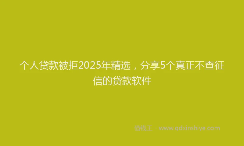 个人贷款被拒2025年精选，分享5个真正不查征信的贷款软件