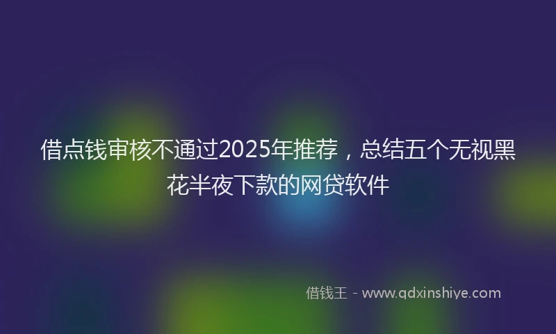 借点钱审核不通过2025年推荐，总结五个无视黑花半夜下款的网贷软件