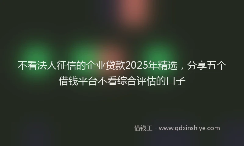不看法人征信的企业贷款2025年精选，分享五个借钱平台不看综合评估的口子