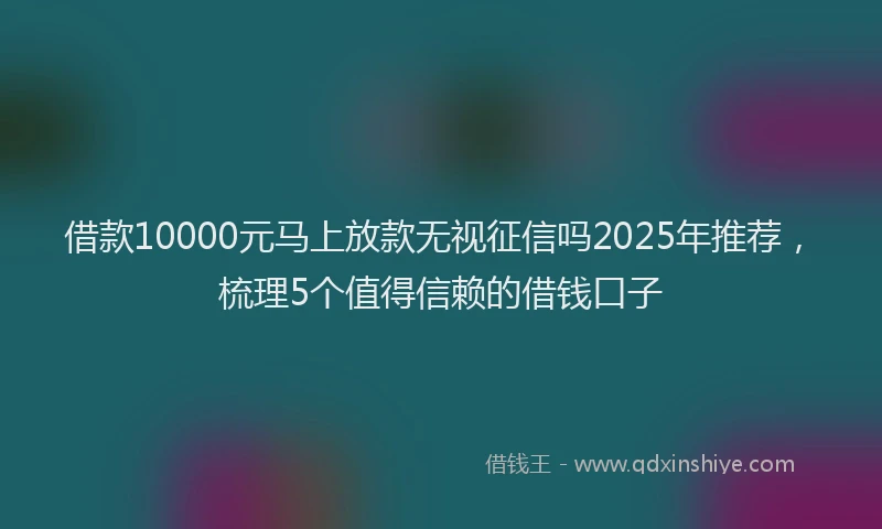 借款10000元马上放款无视征信吗2025年推荐，梳理5个值得信赖的借钱口子