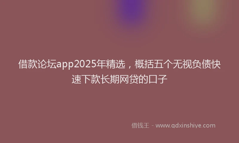 借款论坛app2025年精选，概括五个无视负债快速下款长期网贷的口子