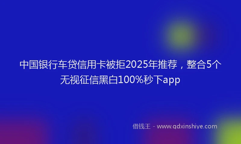 中国银行车贷信用卡被拒2025年推荐，整合5个无视征信黑白100%秒下app