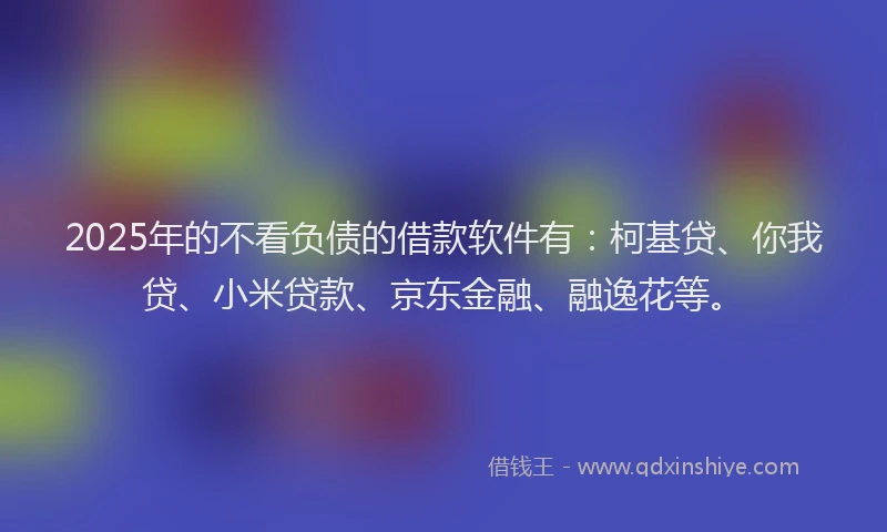 2025年的不看负债的借款软件有：柯基贷、你我贷、小米贷款、京东金融、融逸花等。