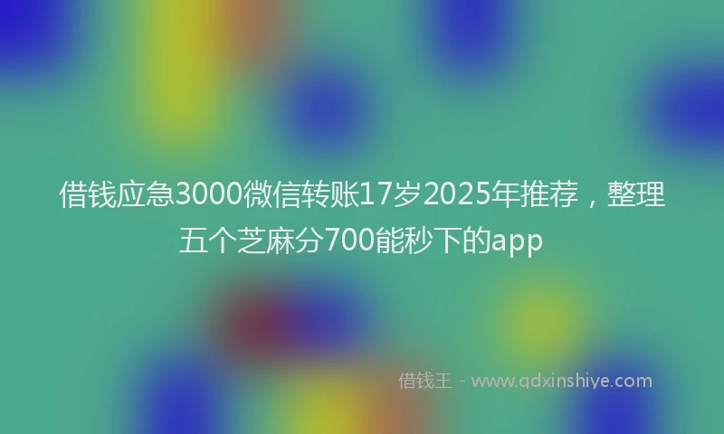 借钱应急3000微信转账17岁2025年推荐，整理五个芝麻分700能秒下的app
