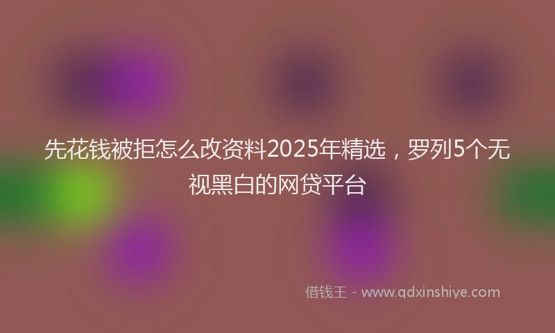 先花钱被拒怎么改资料2025年精选，罗列5个无视黑白的网贷平台