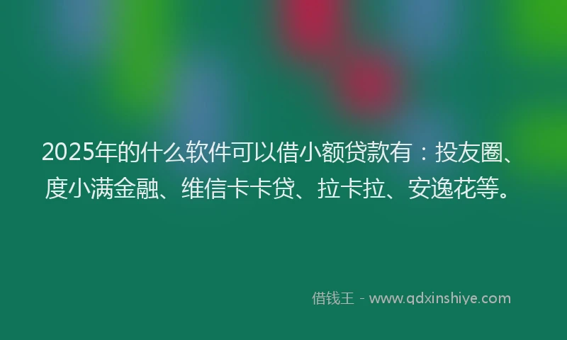 2025年的什么软件可以借小额贷款有：投友圈、度小满金融、维信卡卡贷、拉卡拉、安逸花等。