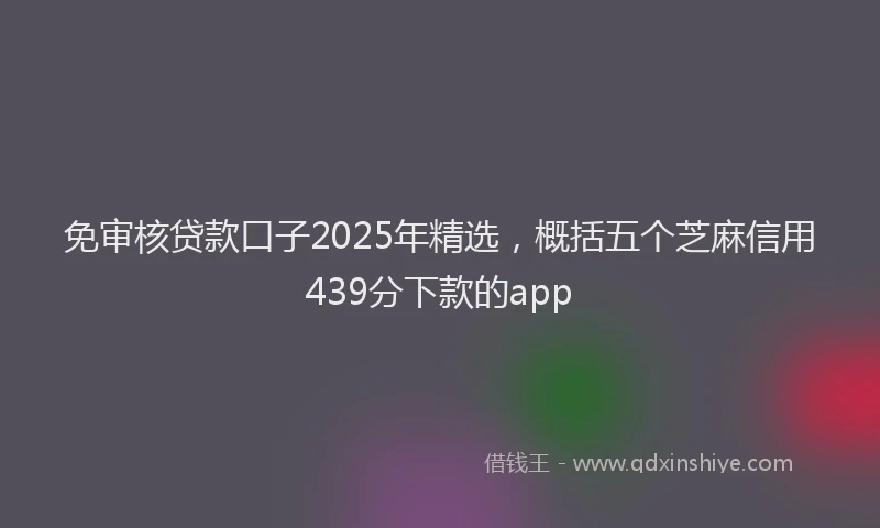 免审核贷款口子2025年精选，概括五个芝麻信用439分下款的app