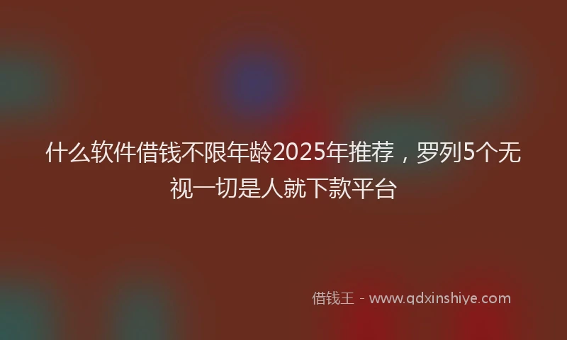 什么软件借钱不限年龄2025年推荐，罗列5个无视一切是人就下款平台
