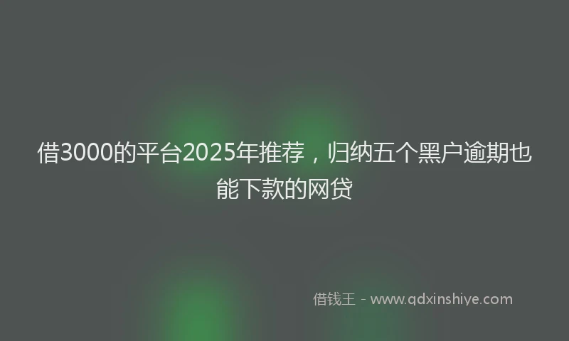 借3000的平台2025年推荐，归纳五个黑户逾期也能下款的网贷