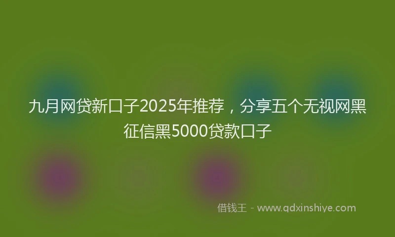 九月网贷新口子2025年推荐，分享五个无视网黑征信黑5000贷款口子