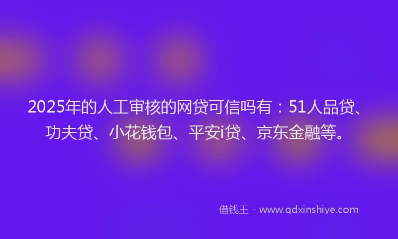 2025年的人工审核的网贷可信吗有：51人品贷、功夫贷、小花钱包、平安i贷、京东金融等。