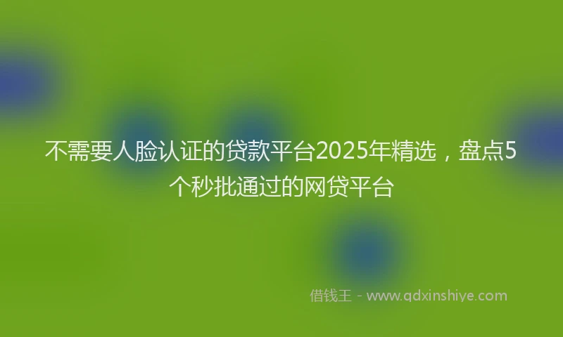 不需要人脸认证的贷款平台2025年精选，盘点5个秒批通过的网贷平台