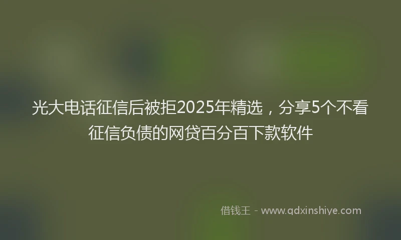 光大电话征信后被拒2025年精选，分享5个不看征信负债的网贷百分百下款软件