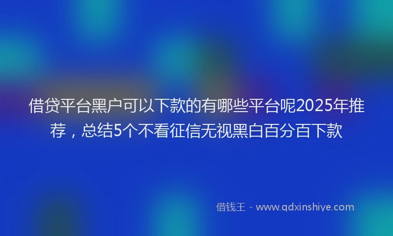 借贷平台黑户可以下款的有哪些平台呢2025年推荐，总结5个不看征信无视黑白百分百下款