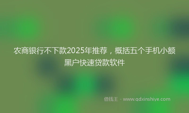 农商银行不下款2025年推荐，概括五个手机小额黑户快速贷款软件