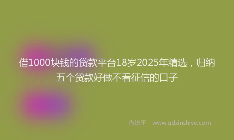 借1000块钱的贷款平台18岁2025年精选，归纳五个贷款好做不看征信的口子