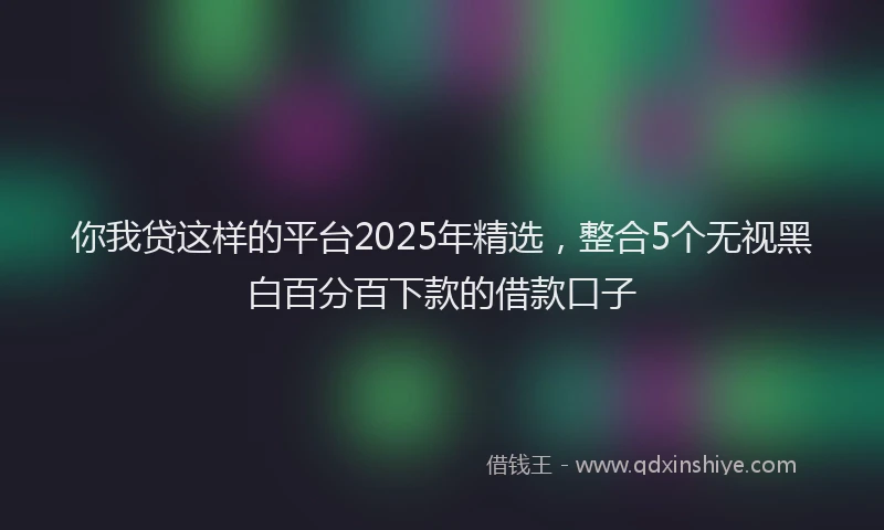 你我贷这样的平台2025年精选，整合5个无视黑白百分百下款的借款口子