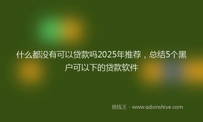 什么都没有可以贷款吗2025年推荐，总结5个黑户可以下的贷款软件