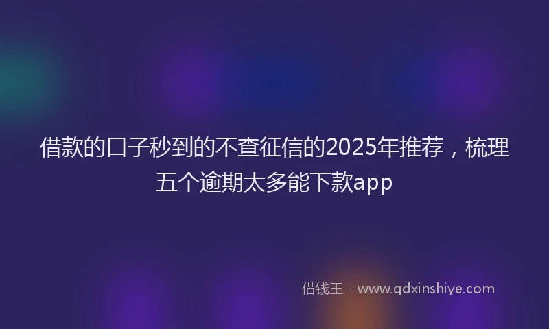 借款的口子秒到的不查征信的2025年推荐，梳理五个逾期太多能下款app