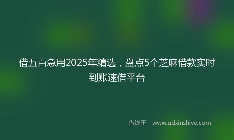 借五百急用2025年精选，盘点5个芝麻借款实时到账速借平台