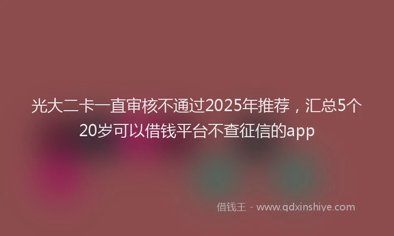光大二卡一直审核不通过2025年推荐，汇总5个20岁可以借钱平台不查征信的app