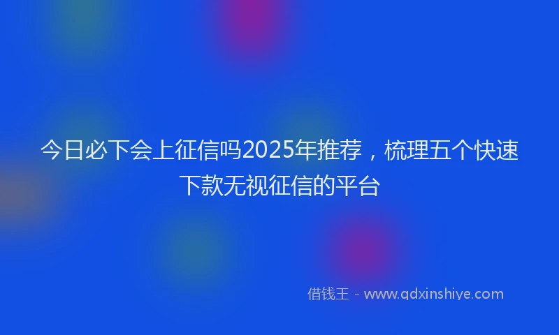 今日必下会上征信吗2025年推荐，梳理五个快速下款无视征信的平台