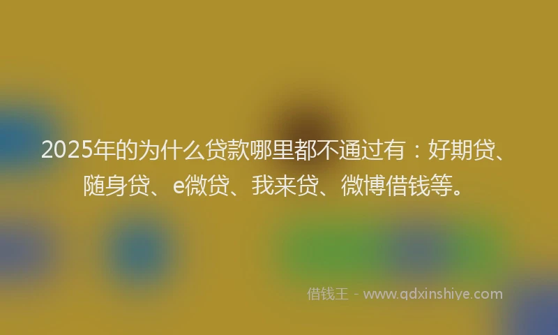2025年的为什么贷款哪里都不通过有：好期贷、随身贷、e微贷、我来贷、微博借钱等。