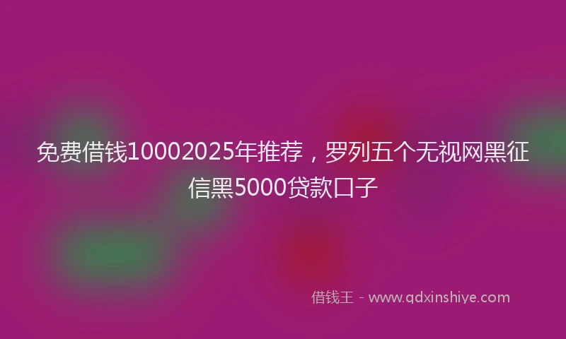 免费借钱10002025年推荐，罗列五个无视网黑征信黑5000贷款口子
