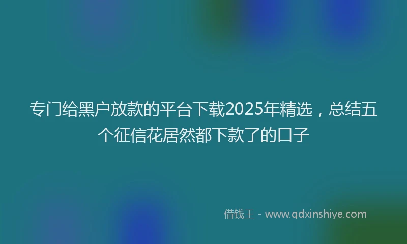专门给黑户放款的平台下载2025年精选，总结五个征信花居然都下款了的口子