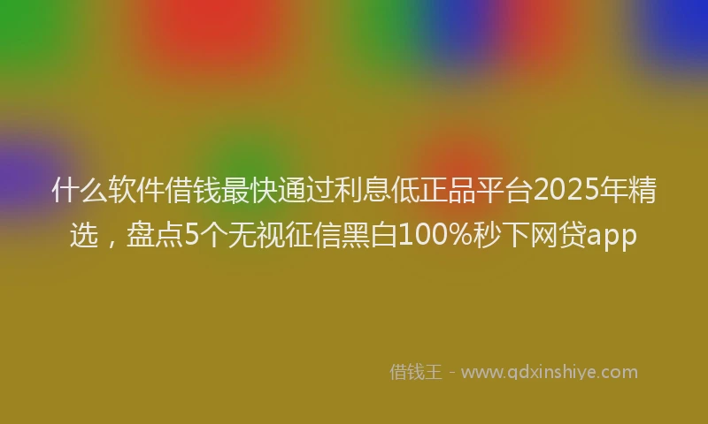什么软件借钱最快通过利息低正品平台2025年精选，盘点5个无视征信黑白100%秒下网贷app