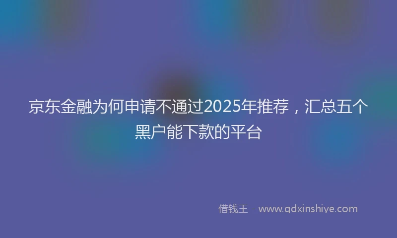 京东金融为何申请不通过2025年推荐，汇总五个黑户能下款的平台