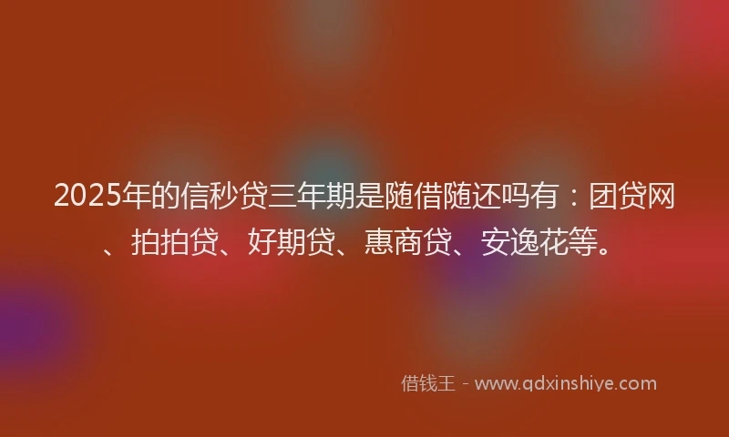 2025年的信秒贷三年期是随借随还吗有：团贷网、拍拍贷、好期贷、惠商贷、安逸花等。