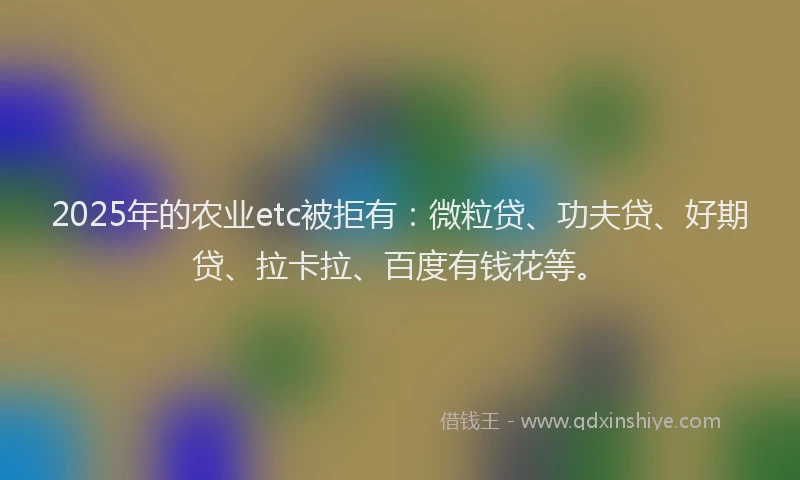 2025年的农业etc被拒有：微粒贷、功夫贷、好期贷、拉卡拉、百度有钱花等。