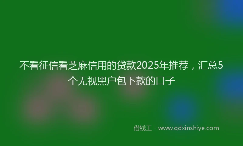 不看征信看芝麻信用的贷款2025年推荐，汇总5个无视黑户包下款的口子