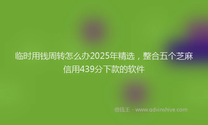 临时用钱周转怎么办2025年精选，整合五个芝麻信用439分下款的软件