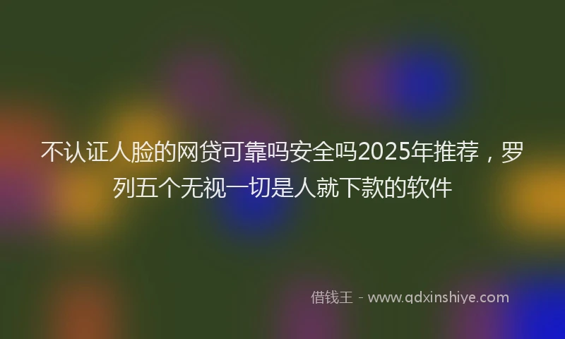 不认证人脸的网贷可靠吗安全吗2025年推荐，罗列五个无视一切是人就下款的软件