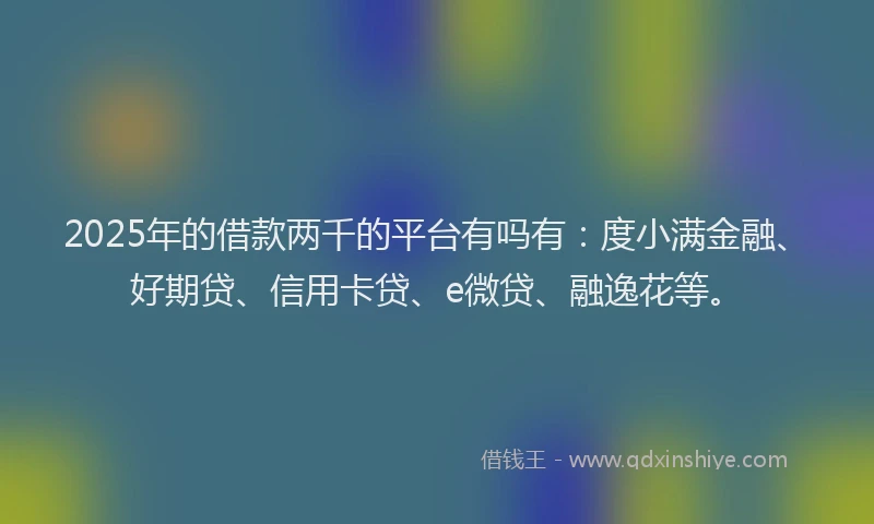 2025年的借款两千的平台有吗有：度小满金融、好期贷、信用卡贷、e微贷、融逸花等。
