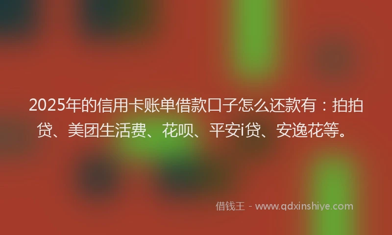 2025年的信用卡账单借款口子怎么还款有：拍拍贷、美团生活费、花呗、平安i贷、安逸花等。