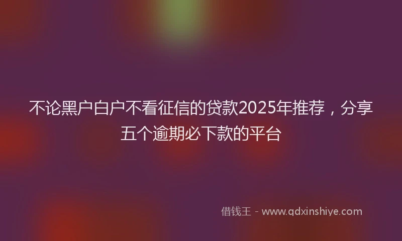 不论黑户白户不看征信的贷款2025年推荐，分享五个逾期必下款的平台