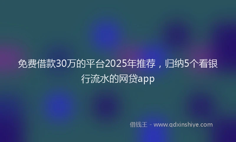 免费借款30万的平台2025年推荐，归纳5个看银行流水的网贷app