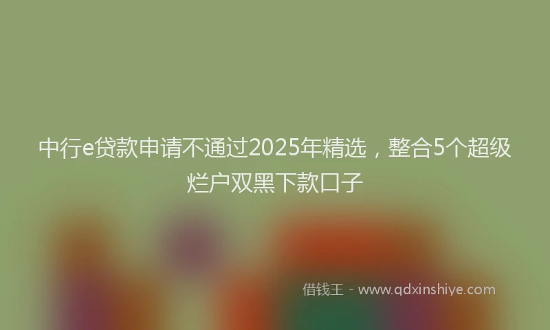 中行e贷款申请不通过2025年精选，整合5个超级烂户双黑下款口子