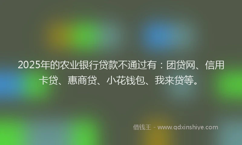 2025年的农业银行贷款不通过有：团贷网、信用卡贷、惠商贷、小花钱包、我来贷等。