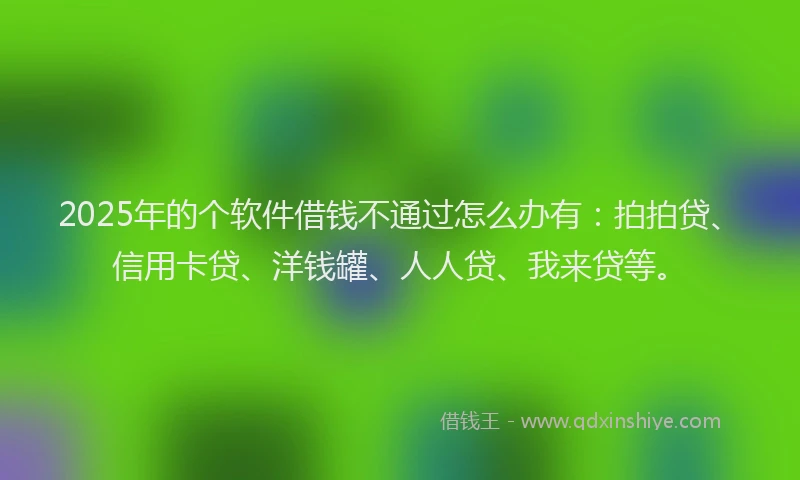 2025年的个软件借钱不通过怎么办有：拍拍贷、信用卡贷、洋钱罐、人人贷、我来贷等。