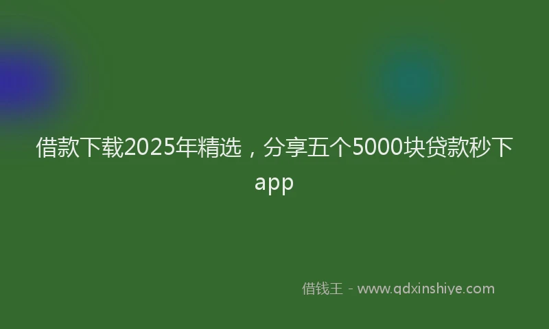 借款下载2025年精选，分享五个5000块贷款秒下app