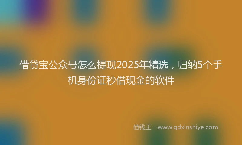 借贷宝公众号怎么提现2025年精选，归纳5个手机身份证秒借现金的软件
