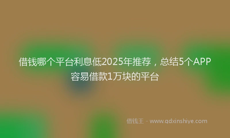 借钱哪个平台利息低2025年推荐，总结5个APP容易借款1万块的平台
