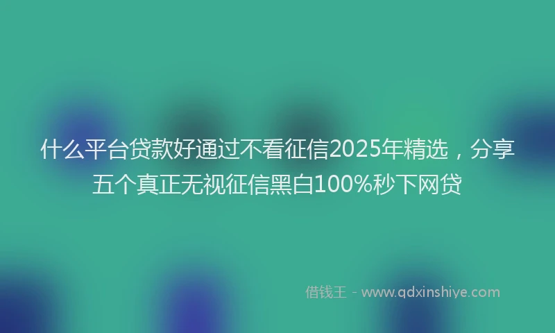 什么平台贷款好通过不看征信2025年精选，分享五个真正无视征信黑白100%秒下网贷