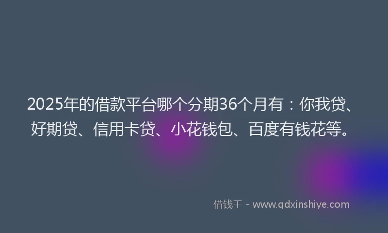 2025年的借款平台哪个分期36个月有：你我贷、好期贷、信用卡贷、小花钱包、百度有钱花等。