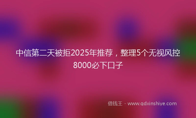 中信第二天被拒2025年推荐，整理5个无视风控8000必下口子